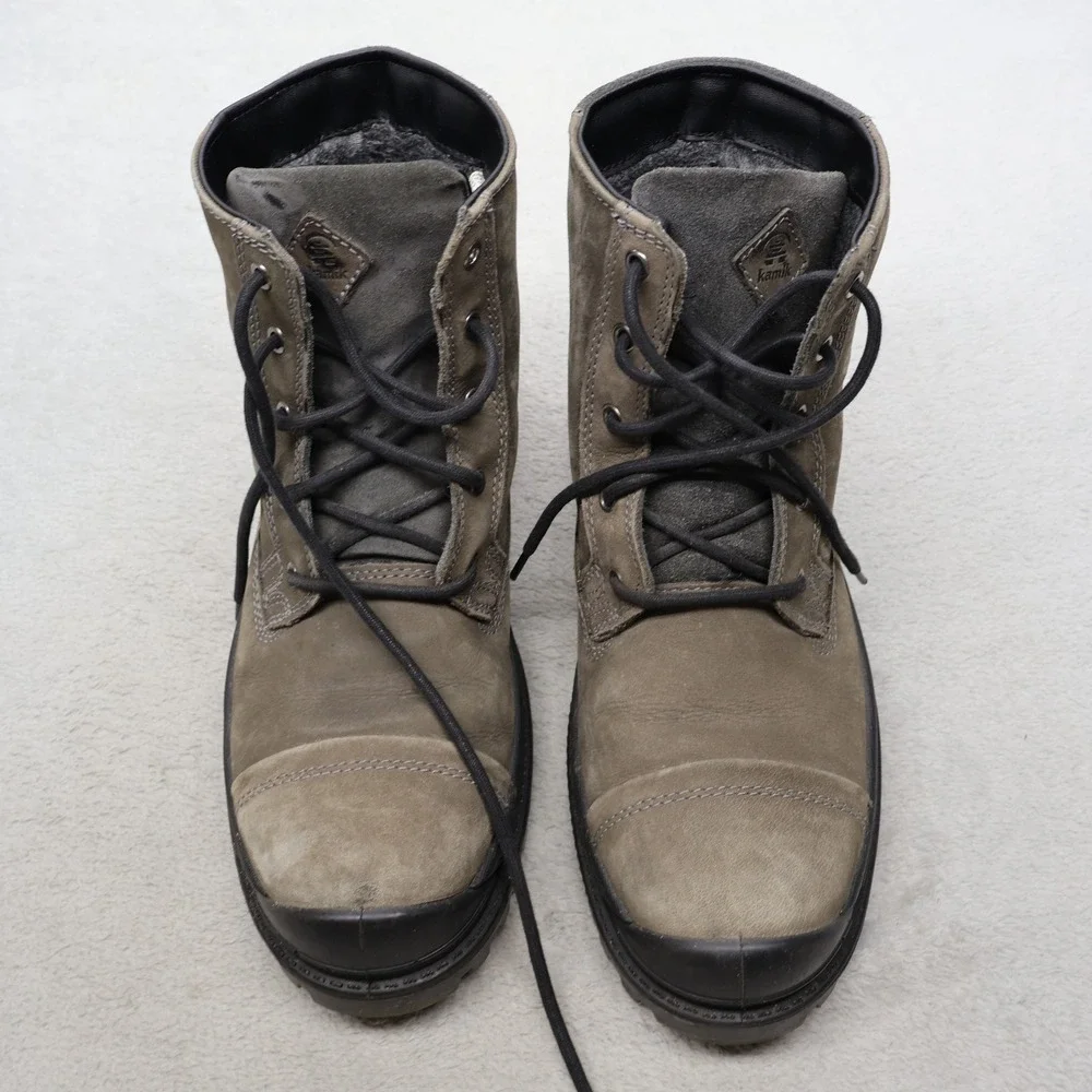 Kamik Mens 12 Work Boots Brown Griffon Insulated 3MLeather Rugged Outdoor Winter